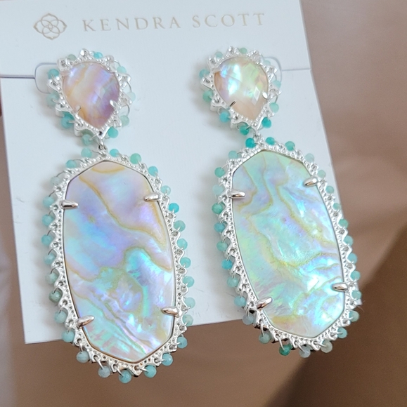NWT KENDRA SCOTT IRIDESCENT EARRINGS SILVER - Picture 7 of 8